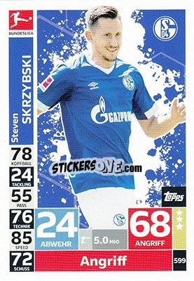 Sticker Steven Skrzybski - German Fussball Bundesliga 2018-2019. Match Attax Extra - Topps