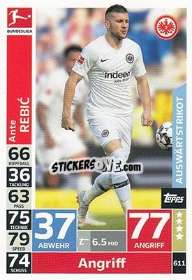 Cromo Ante Rebic - German Fussball Bundesliga 2018-2019. Match Attax Extra - Topps