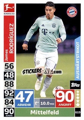 Cromo James Rodriguez - German Fussball Bundesliga 2018-2019. Match Attax Extra - Topps