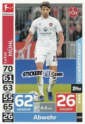 Sticker Lukas Mühl - German Fussball Bundesliga 2018-2019. Match Attax Extra - Topps