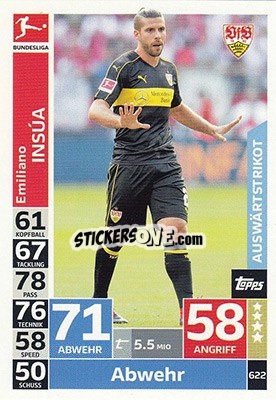 Figurina Emiliano Insúa - German Fussball Bundesliga 2018-2019. Match Attax Extra - Topps