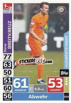 Sticker Steve Breitkreuz - German Fussball Bundesliga 2018-2019. Match Attax Extra - Topps