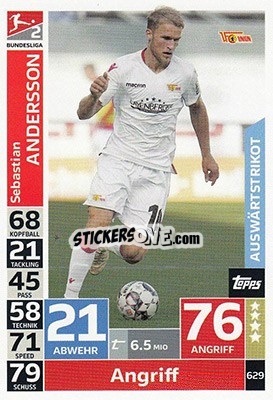 Sticker Sebastian Andersson - German Fussball Bundesliga 2018-2019. Match Attax Extra - Topps