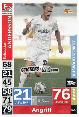 Cromo Sebastian Andersson - German Fussball Bundesliga 2018-2019. Match Attax Extra - Topps