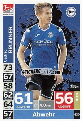 Cromo Cedric Brunner - German Fussball Bundesliga 2018-2019. Match Attax Extra - Topps