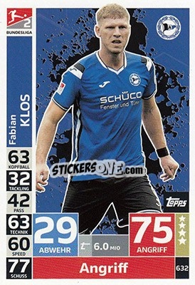 Sticker Fabian Klos - German Fussball Bundesliga 2018-2019. Match Attax Extra - Topps