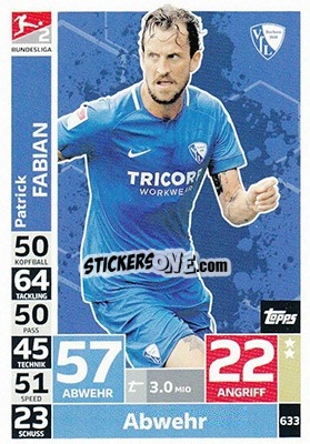 Cromo Patrick Fabian - German Fussball Bundesliga 2018-2019. Match Attax Extra - Topps