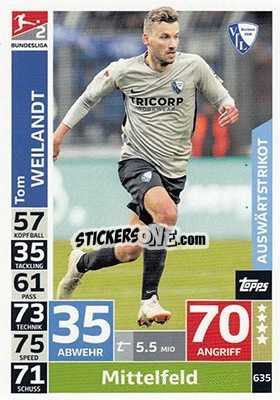 Cromo Tom Weilandt - German Fussball Bundesliga 2018-2019. Match Attax Extra - Topps