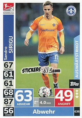 Figurina Sandro Sirigu - German Fussball Bundesliga 2018-2019. Match Attax Extra - Topps