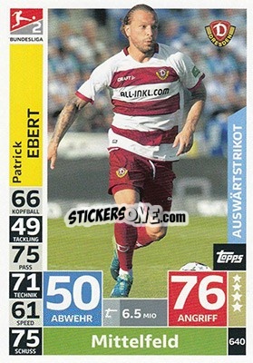 Sticker Patrick Ebert - German Fussball Bundesliga 2018-2019. Match Attax Extra - Topps