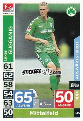 Figurina Lukas Gugganig - German Fussball Bundesliga 2018-2019. Match Attax Extra - Topps