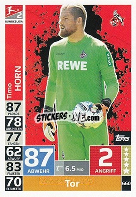 Sticker Timo Horn - German Fussball Bundesliga 2018-2019. Match Attax Extra - Topps