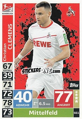 Figurina Christian Clemens - German Fussball Bundesliga 2018-2019. Match Attax Extra - Topps