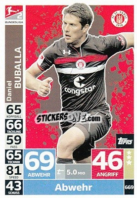 Sticker Daniel Buballa - German Fussball Bundesliga 2018-2019. Match Attax Extra - Topps