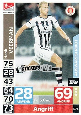 Sticker Henk Veerman - German Fussball Bundesliga 2018-2019. Match Attax Extra - Topps