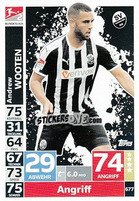 Sticker Andrew Wooten - German Fussball Bundesliga 2018-2019. Match Attax Extra - Topps