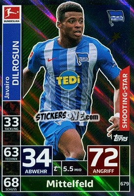 Figurina Javairo Dilrosun - German Fussball Bundesliga 2018-2019. Match Attax Extra - Topps