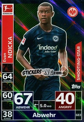 Cromo Evan Ndicka - German Fussball Bundesliga 2018-2019. Match Attax Extra - Topps