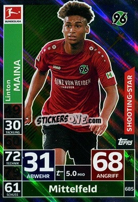 Sticker Linton Maina - German Fussball Bundesliga 2018-2019. Match Attax Extra - Topps