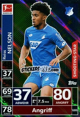 Figurina Reiss Nelson - German Fussball Bundesliga 2018-2019. Match Attax Extra - Topps