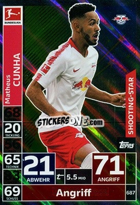 Figurina Matheus Cunha - German Fussball Bundesliga 2018-2019. Match Attax Extra - Topps