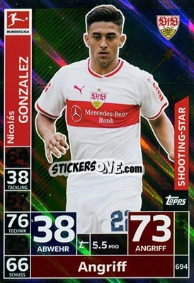 Sticker Nicolás Gonzalez - German Fussball Bundesliga 2018-2019. Match Attax Extra - Topps