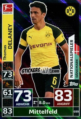 Figurina Thomas Delaney - German Fussball Bundesliga 2018-2019. Match Attax Extra - Topps