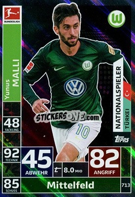 Sticker Yunus Malli - German Fussball Bundesliga 2018-2019. Match Attax Extra - Topps