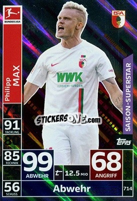 Sticker Philipp Max - German Fussball Bundesliga 2018-2019. Match Attax Extra - Topps