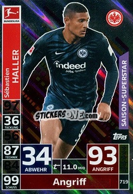 Cromo Sébastien Haller - German Fussball Bundesliga 2018-2019. Match Attax Extra - Topps