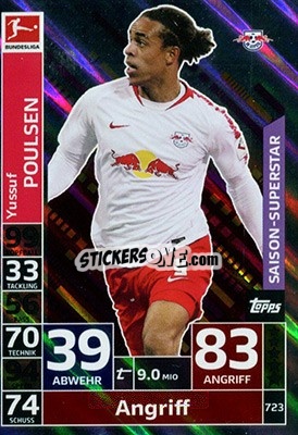 Sticker Yussuf Poulsen - German Fussball Bundesliga 2018-2019. Match Attax Extra - Topps