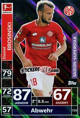 Sticker Daniel Brosinski - German Fussball Bundesliga 2018-2019. Match Attax Extra - Topps