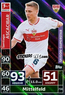 Figurina Santiago Ascacibar - German Fussball Bundesliga 2018-2019. Match Attax Extra - Topps