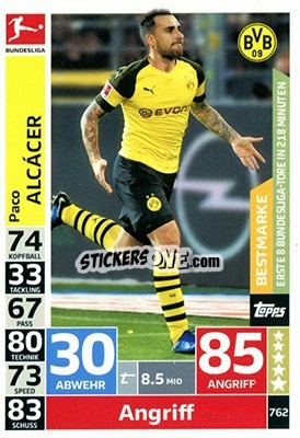 Sticker Paco Alcácer - German Fussball Bundesliga 2018-2019. Match Attax Extra - Topps