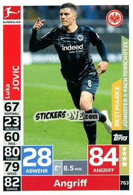 Cromo Luka Jovic - German Fussball Bundesliga 2018-2019. Match Attax Extra - Topps