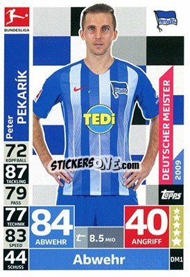 Sticker Peter Pekarik - German Fussball Bundesliga 2018-2019. Match Attax Extra - Topps