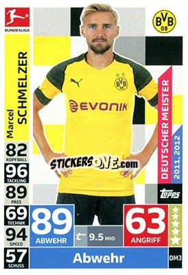 Sticker Marcel Schmelzer - German Fussball Bundesliga 2018-2019. Match Attax Extra - Topps