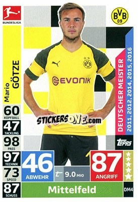 Sticker Mario Götze - German Fussball Bundesliga 2018-2019. Match Attax Extra - Topps