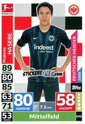 Cromo Makoto Hasebe - German Fussball Bundesliga 2018-2019. Match Attax Extra - Topps