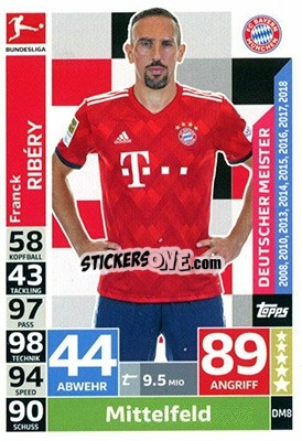 Sticker Franck Ribéry - German Fussball Bundesliga 2018-2019. Match Attax Extra - Topps