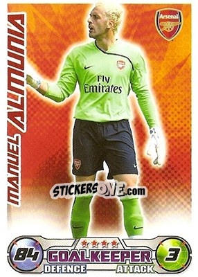 Figurina Manuel Almunia - English Premier League 2008-2009. Match Attax n. 1 - Topps