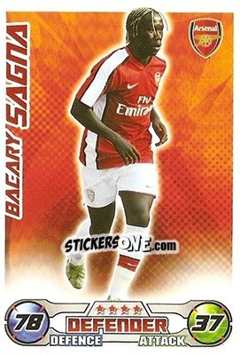 Sticker Bacary Sagna - English Premier League 2008-2009. Match Attax n. 2 - Topps