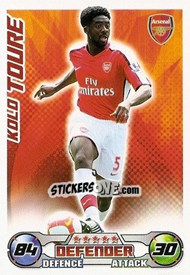 Sticker Kolo Toure - English Premier League 2008-2009. Match Attax n. 4 - Topps