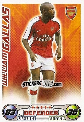 Sticker William Gallas - English Premier League 2008-2009. Match Attax n. 5 - Topps