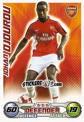 Sticker Johan Djourou - English Premier League 2008-2009. Match Attax n. 6 - Topps