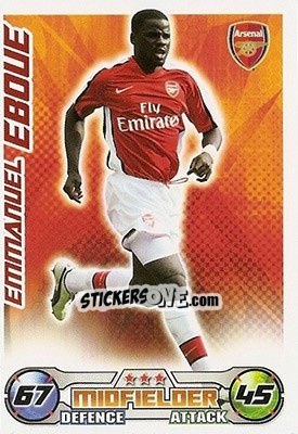 Sticker Emmanuel Eboue - English Premier League 2008-2009. Match Attax n. 7 - Topps