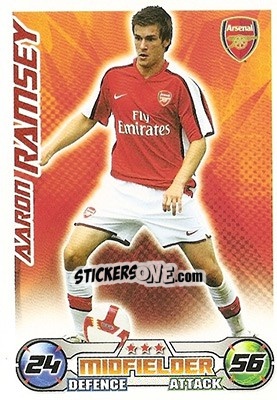 Sticker Aaron Ramsey - English Premier League 2008-2009. Match Attax n. 10 - Topps