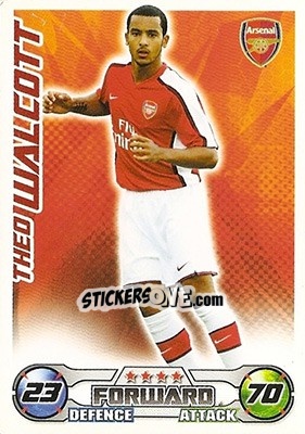 Sticker Theo Walcott - English Premier League 2008-2009. Match Attax n. 16 - Topps