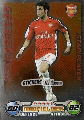 Sticker Cesc Fabregas - English Premier League 2008-2009. Match Attax n. 17 - Topps