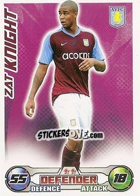Cromo Zat Knight - English Premier League 2008-2009. Match Attax n. 20 - Topps